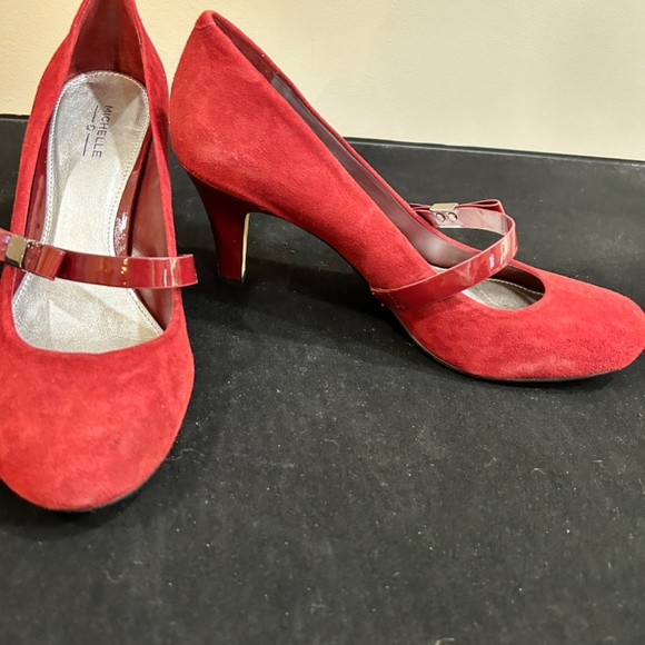 Pumps, High Heels, red Velvet/Suede, Size 10 - Picture 5 of 7